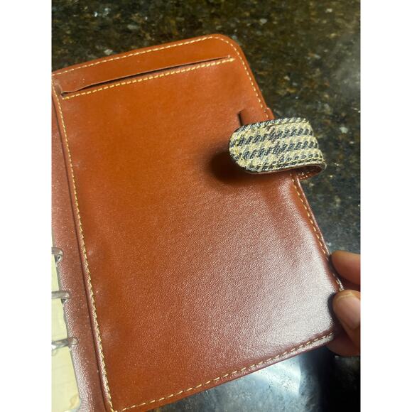 Vintage Leather Advantage Organizer Planner Calendar Address Cognac Houndstooth - Picture 9 of 11